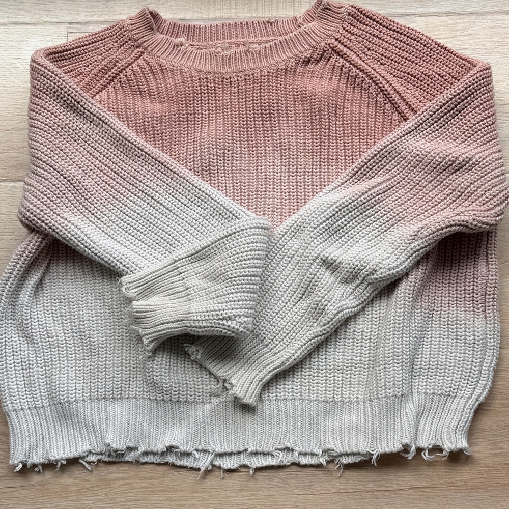 Zadig & Voltaire Pink and Cream Ombre Crew Neck Sweater - Picture 2 of 4
